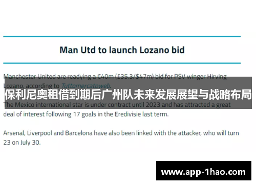 保利尼奥租借到期后广州队未来发展展望与战略布局 保利尼奥租借到期后广州队未来发展展望与战略布局